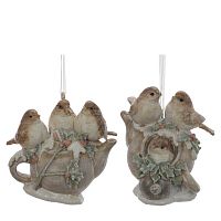 Фигурка декоративная подвесная "Птички", L6 W4 H6 см, 2в.