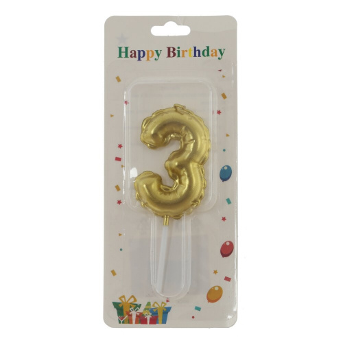 Свеча для торта "Цифра 3", L3,5 W1 H10 см