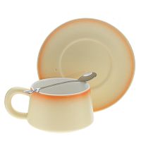 Кружка с блюдцем и ложкой, 250 мл, L16 W15 H8 см
