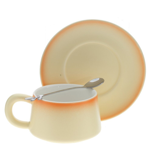 Кружка с блюдцем и ложкой, 250 мл, L16 W15 H8 см
