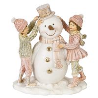 Фигурка декоративная "Снеговик и дети", L14 W8 H16 см