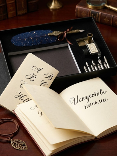 Набор подарочный: ручка перьевая, 8 наконечников, чернильница, держатель, блокнот, L20,5 W28,5 H4 см фото 5