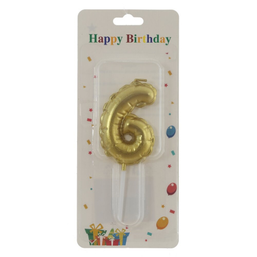 Свеча для торта "Цифра 6", L3,5 W1 H9 см