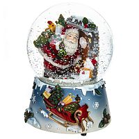 Фигурка декоративная в стекл. шаре "Санта" (музыка), D 10 см, L10 W10 H15 см