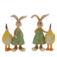 Фигурка декоративная "Заяц с петухом", L6 W3,5 H9,5 см, 2в.
