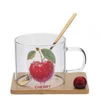 Кружка с ложкой на подставке, 290 мл, L12 W9 H7,5 см