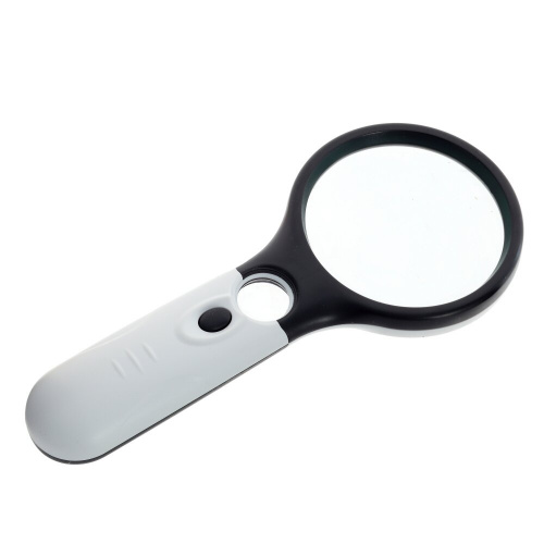 Лупа (D7 см/3-х кратн. увелич., D2 см/ 5-ти кратн. увелич, подсветка, 3xААА н/п), L8 W3 H19,5 см фото 3