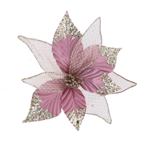 Цветок искусственный "Пуансеттия" (на клипсе), L25 W25 H8,5 см Цветок искусственный "Пуансеттия" (на клипсе), L25 W25 H8,5 см