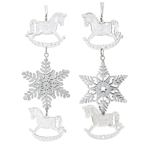 Украшение новогоднеe подвеска"Снежинка с лошадками", L6,5 W1 H19 см, 2в. фото 4 Украшение новогоднеe подвеска"Снежинка с лошадками", L6,5 W1 H19 см, 2в. фото 4