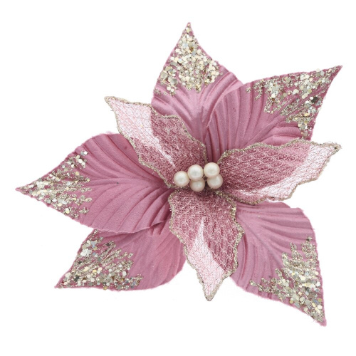 Цветок искусственный "Пуансеттия" (на клипсе), L23 W23 H8,5 см Цветок искусственный "Пуансеттия" (на клипсе), L23 W23 H8,5 см