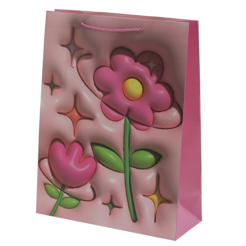 Пакет подарочный L (бумага 210г/м2, блок микс 12шт), L31 W12 H40 см, 4в. фото 5