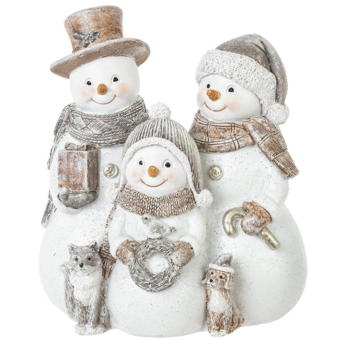 Фигурка декоративная "Снеговики", L14,5 W9,5 H16,5 см