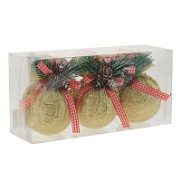 Украшение новогоднее "Шар", набор из 3-х шт, D 7,5 см, L23,5 W8 H11,5 см Украшение новогоднее "Шар", набор из 3-х шт, D 7,5 см, L23,5 W8 H11,5 см