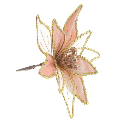 Цветок искусственный "Пуансеттия" (на клипсе), L23 W23 H12 см фото 2 Цветок искусственный "Пуансеттия" (на клипсе), L23 W23 H12 см фото 2