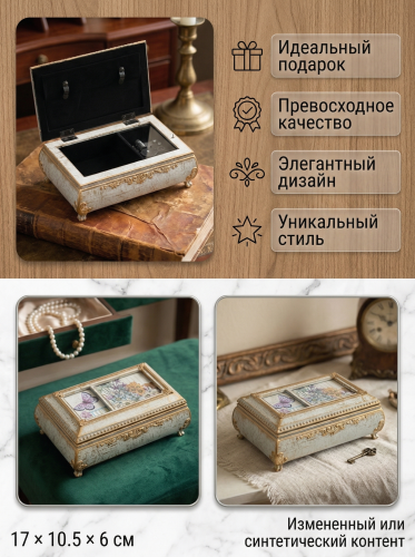 Шкатулка (музык.), L17 W10,5 H6 см фото 3