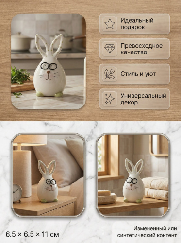 Фигурка декоративная "Заяц", L6,5 W6,5 H11 см фото 3