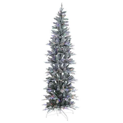 Ёлка искусств с подсвет (бел флок), L55 W55 H210 см, 300 LED, тепл бел+м/цв, 8 реж, от сети, провод фото 2