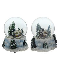 Фигурка декоративная в стекл. шаре с муз. "Домик", D10; L12,7 W12 H15,4  см, 2в. Фигурка декоративная в стекл. шаре с муз. "Домик", D10; L12,7 W12 H15,4  см, 2в.