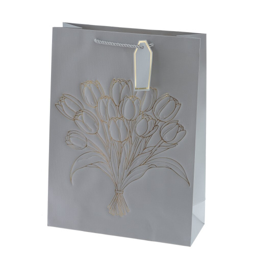 Пакет подарочный L (бумага 210г/м2, блок 12шт), L31 W12 H42 см, 4в. фото 3