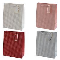 Пакет подарочный M (бумага 210г/м2, блок 12шт), L26 W12 H32 см, 4в.