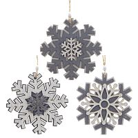 Украшение новогоднее "Снежинка",  L10 W0,6 H11 см, 3в.