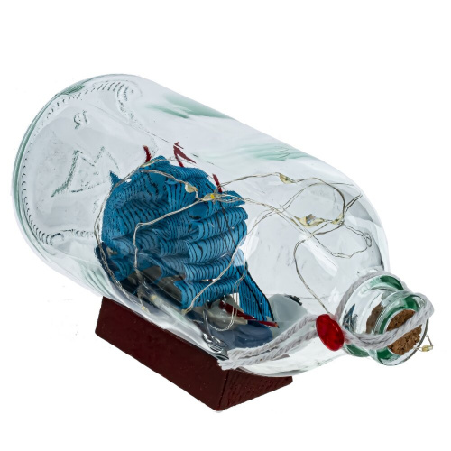 Изделие декоративное "Корабль в бутылке" (подсветка, 3xLR44), L18,5 W7,5 H9 см фото 2