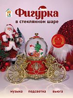 Фигурка декор "Дед Мороз" в стекл шаре (муз, подсвет, вьюга, 3xAAA н/п), D10 см, L22 W11 H19 см