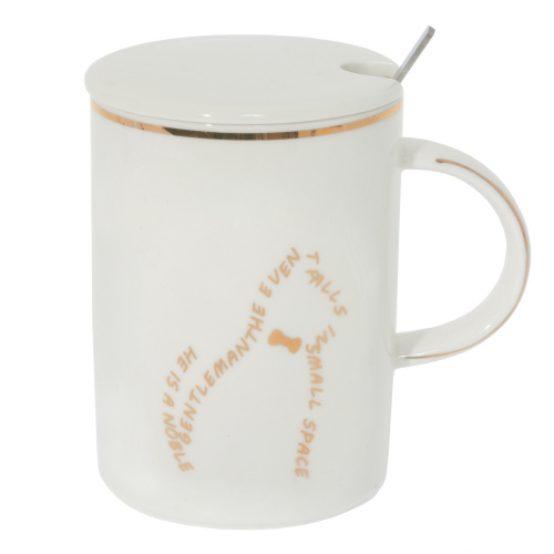 Кружка с крышкой и ложкой, 400 мл, L11,5 W8 H11,5 см, 4в. фото 6