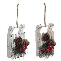 Изделие декоративное подвесное "Сани", L7 W6 H13 см, 2в.