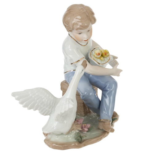 Фигурка декоративная "Мальчик и гусь", L18 W9 H18 см фото 4