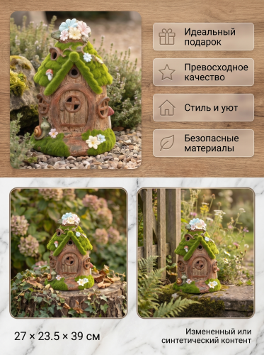 Фигурка декоративная "Дом" (подсветка, солнечная батарея), L27 W23,5 H39 см фото 3