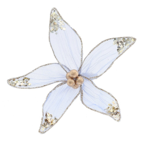 Цветок искусственный "Пуансеттия" (на клипсе), L16 W16 H6 см Цветок искусственный "Пуансеттия" (на клипсе), L16 W16 H6 см