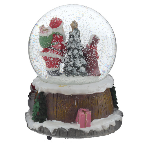 Фигурка декор в стекля шаре с музыкой и эффектом вьюги "Новый год", D 10 см, L12 W12 H14 см фото 2
