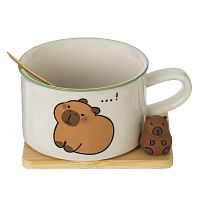 Кружка с ложкой на подставке, 280 мл, L12,5 W10 H7 см