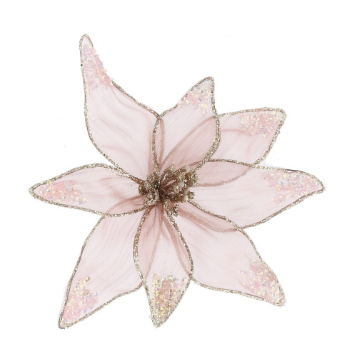 Цветок искусственный "Пуансеттия" (на клипсе), L21 W21 H7 см Цветок искусственный "Пуансеттия" (на клипсе), L21 W21 H7 см