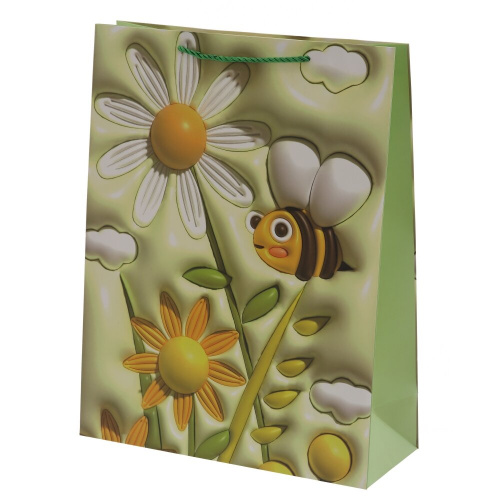 Пакет подарочный L (бумага 210г/м2, блок микс 12шт), L31 W12 H40 см, 4в. фото 3