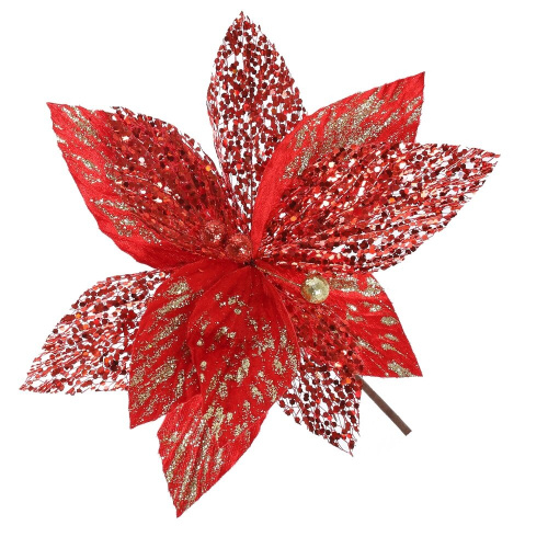 Цветок искусственный "Пуансеттия", L22 W23 H25 см