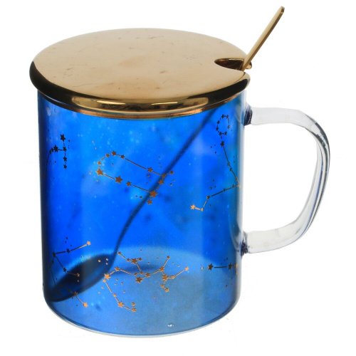 Кружка с крышкой и ложкой, 400 мл, L12 W8 H9 см, 2в. фото 2