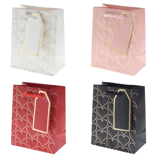 Пакет подарочный XS (бумага 210г/м2, блок 12шт), L12 W7 H15 см, 4в.