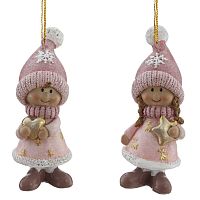 Фигурка декоративная подвесная "Мальчик/Девочка", 2в., L3,5 W3 H9