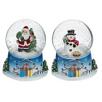 Фигурка декор в стекл шаре "Дед Мороз/Снеговик", D7 см, L7,5 W7,5 H8,8 см, 2в.