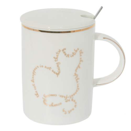 Кружка с крышкой и ложкой, 400 мл, L11,5 W8 H11,5 см, 4в. фото 4