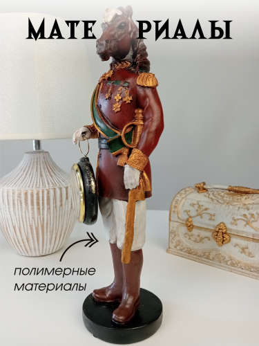 Фигурка декоративная "Лошадь" с часами D5см, (LR44x1), L10,5 W8 H31,5 см фото 4