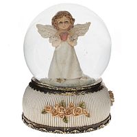 Фигурка декор в стекл шаре "Ангел" (муз с ключ), D 10 см, L11 W11 H14,5 см Фигурка декор в стекл шаре "Ангел" (муз с ключ), D 10 см, L11 W11 H14,5 см