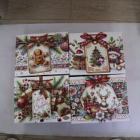 Пакет подарочный (бумага 210г/м2, блок 12шт), L18 W10 H23 см, 4в.
