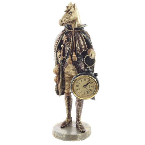Фигурка декоративная "Лошадь" с часами D4см, (LR44x1), L12 W7,5 H24,5 см