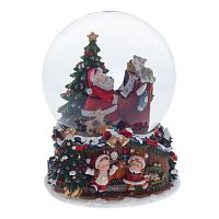 Фигурка декоративная в стекл. шаре с муз. "Дед Мороз", D15 см, L15,5 W16 H20,5 см