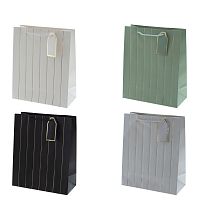 Пакет подарочный M (бумага 210г/м2, блок 12шт), L26 W12 H32 см, 4в.