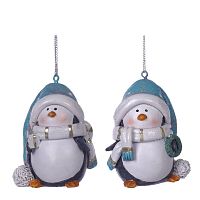 Фигурка декоративная подвесная "Пингвин",  L5 W5 H6,5 см, 2в.