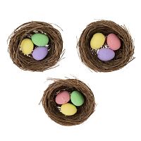 Изделие декоративное "Гнездо пасхальное" (блок 12 шт), L6 W6 H2 см, 3в.